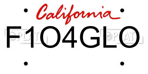 F1O4GLO California License Plate