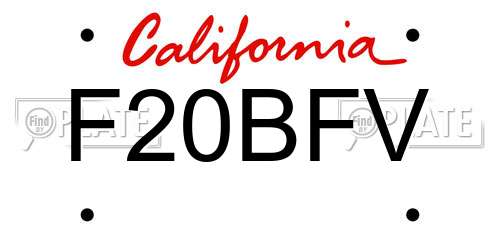 F20BFV California License Plate