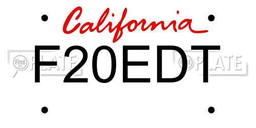 F20EDT California License Plate