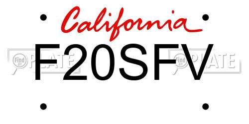 F20SFV California License Plate