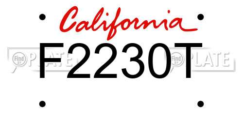 F2230T California License Plate