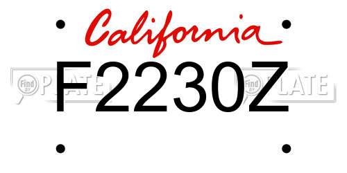 F2230Z California License Plate