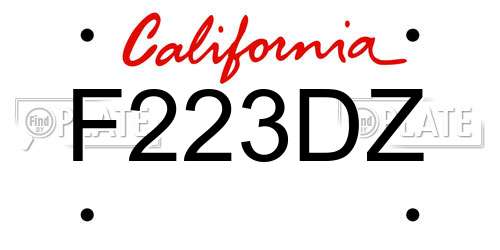 F223DZ California License Plate