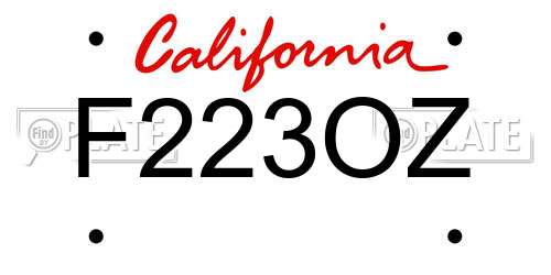 F223OZ California License Plate