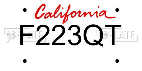 F223QT California License Plate