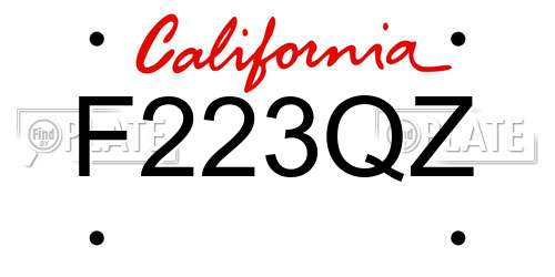 F223QZ California License Plate
