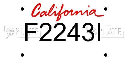 F2243I California License Plate