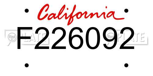 F226092 California License Plate