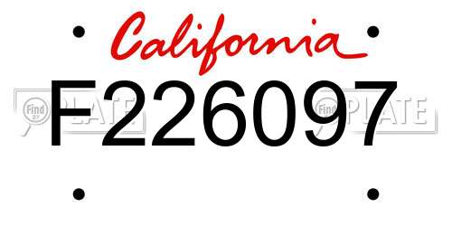 F226097 California License Plate