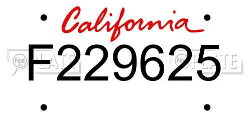 F229625 California License Plate