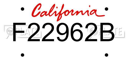 F22962B California License Plate
