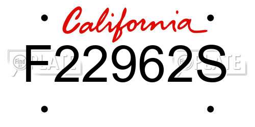F22962S California License Plate
