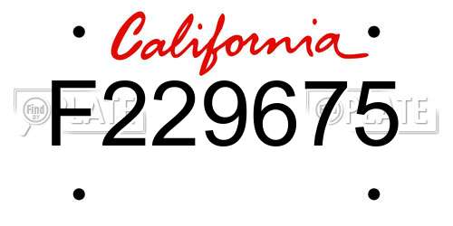F229675 California License Plate