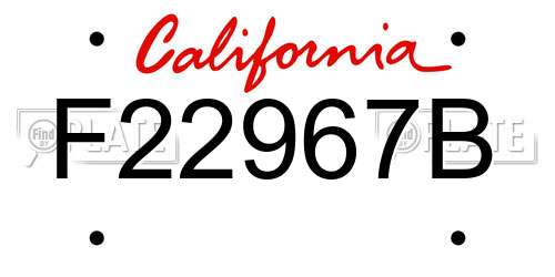 F22967B California License Plate