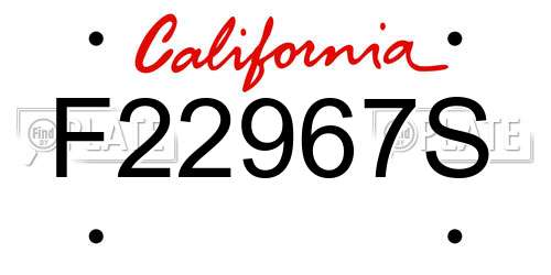 F22967S California License Plate