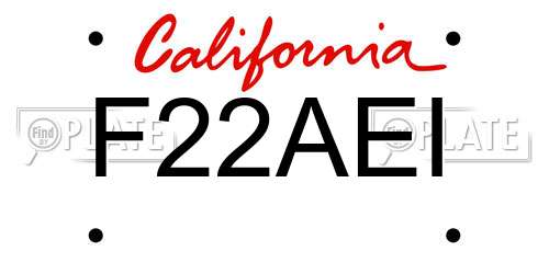 F22AEI California License Plate