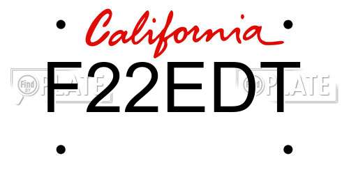 F22EDT California License Plate