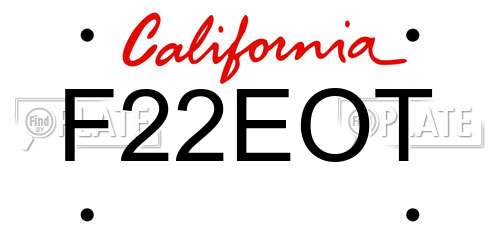 F22EOT California License Plate
