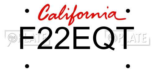 F22EQT California License Plate