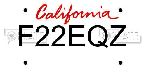 F22EQZ California License Plate