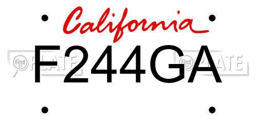 F244GA California License Plate