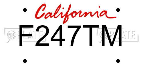 F247TM California License Plate