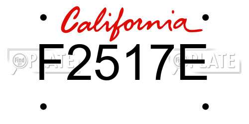 F2517E California License Plate