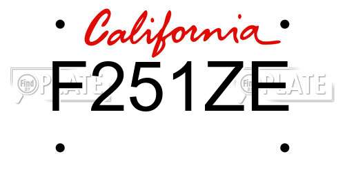 F251ZE California License Plate