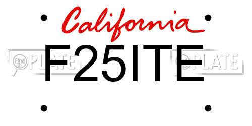 F25ITE California License Plate