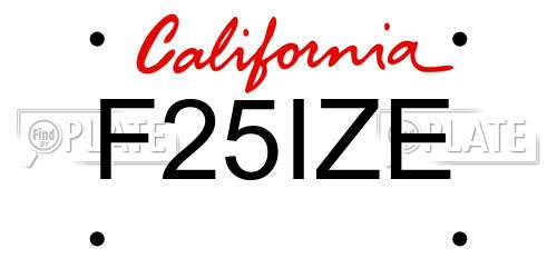 F25IZE California License Plate