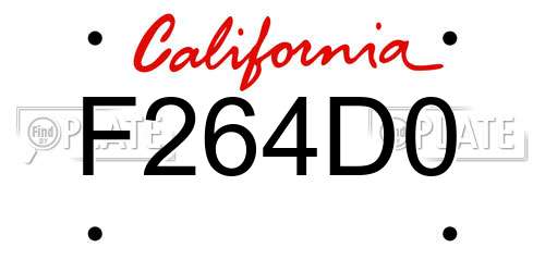 F264D0 California License Plate