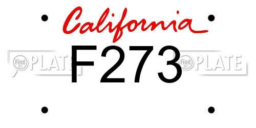 F273 California License Plate