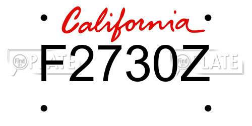 F2730Z California License Plate