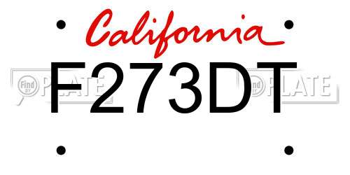 F273DT California License Plate