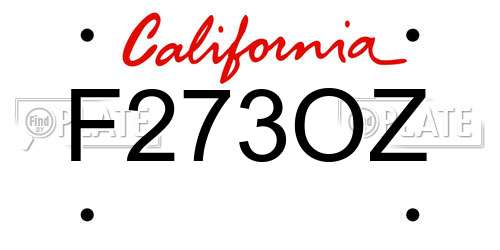 F273OZ California License Plate