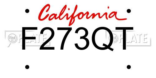 F273QT California License Plate