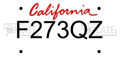 F273QZ California License Plate