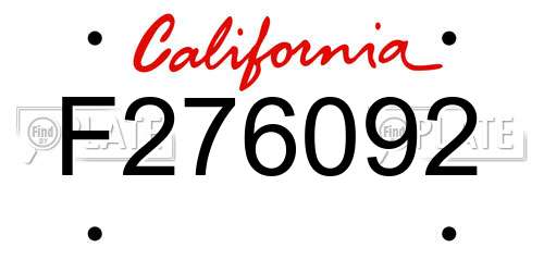 F276092 California License Plate