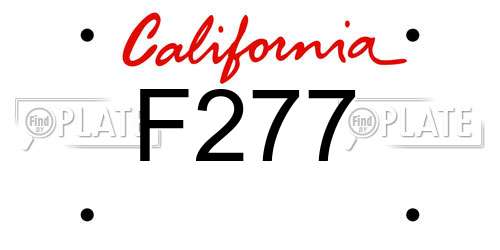 F277 California License Plate