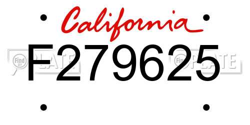 F279625 California License Plate