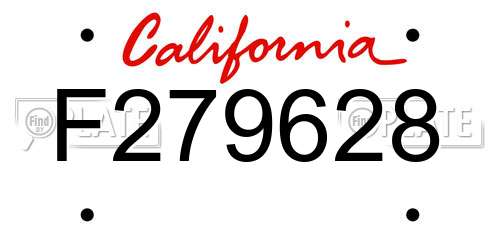 F279628 California License Plate