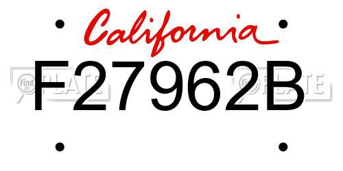 F27962B California License Plate
