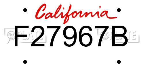 F27967B California License Plate