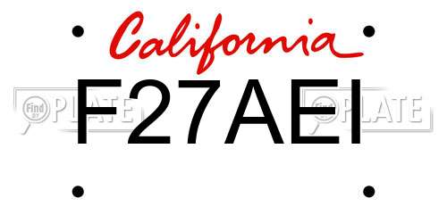 F27AEI California License Plate
