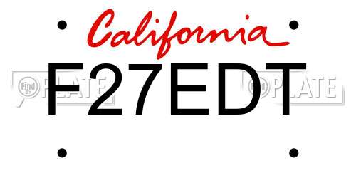 F27EDT California License Plate