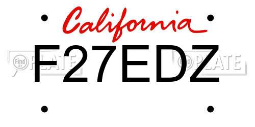 F27EDZ California License Plate