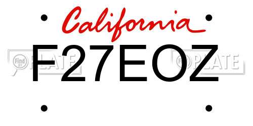 F27EOZ California License Plate