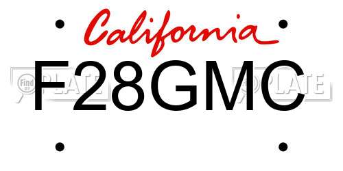 F28GMC California License Plate