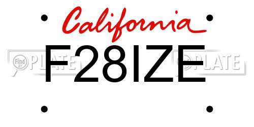 F28IZE California License Plate