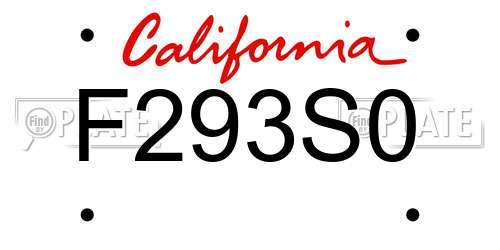 F293S0 California License Plate